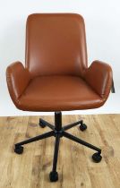DESK CHAIR, tan faux leather finish, height adjustable, 94cm H at tallest.