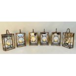 WALL HANGING CANDLE LANTERNS, a set of six, Art Deco style, mirrored backs, 43cm x 22cm x 11cm (6)