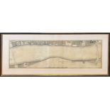 ORDINANCE SURVEY MAP OF THE RIVER THAMES, 18th century, 55cm x 123cm, framed.