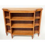 SATINWOOD BOOKCASE, Regency design satinwood and rosewood crossbanded on turned supports, 90cm H x