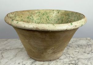 PANCHEON/DAIRY BOWL, with a green speckled interior glaze, 52cm H x 28cm diam.