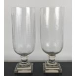 HURRICANE LANTERNS, a pair, cut glass, 39.5cm x 14.5cm diam. (2)