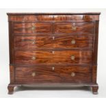SCOTTISH HALL CHEST, early 19th century Scottish flame mahogany of adapted shallow proportions