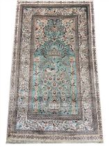 FINE PURE SILK HEREKE DESIGN RUG, 178cm x 95cm.