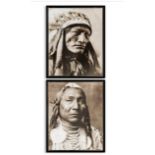 PHOTO PRINTS, a set of two, Native Americans, framed and glazed, 90cm x 73cm. (2)