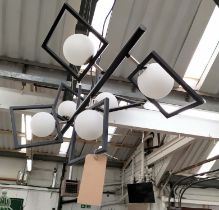 CEILING PENDANT LIGHT, 100cm x 80cm x 50cm, 1950's Italian style, six branch.