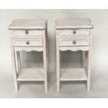 LAMP TABLES, a pair, 35cm W x 70cm H x 25cm D, hand painted, each with two drawers and undertier. (