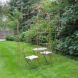 ARCHITECTURAL GARDEN PERGOLA, 275cm high, 155cm diameter, Regency style, aged finish.