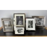 SMYTHSON OF BOND STREET PICTURE FRAMES, a pair, leather cased along with four chrome picture frames,
