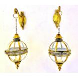 WALL HANGING CANDLE LANTERNS, a pair, Regency style, gilt metal and glass, 80cm x 25cm x 25cm.