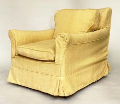 HOWARD STYLE ARMCHAIR, early 20th century Country House, deep armchair with feather filled