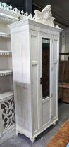 ARMOIRE, 85cm W x 47cm D x 217cm H, 20th century cream painted in a distressed finished, with a