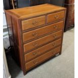 CHINESE CHEST, 92cm W x 51cm D x 103cm H, hardwood panelled side and top with six drawers.