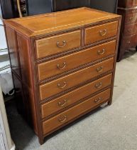 CHINESE CHEST, 92cm W x 51cm D x 103cm H, hardwood panelled side and top with six drawers.