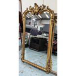WALL MIRROR, 85cm W x 156cm H, with a decorative surmount, 19th century French giltwood and gesso.
