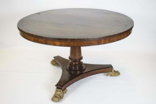 BREAKFAST TABLE, 73cm H x 122cm D, Regency mahogany, coromandel crossbanded, brass inlaid and gilt