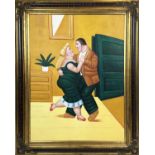 AFTER FERNANDO BOTERO (Columbian 1932-2023), 'The Dancers', oil on canvas, 121cm x 90cm, framed.