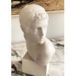 BUST, Parianware Neoclassical style head of a boy, 43cm H.