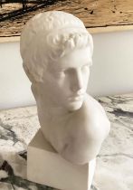 BUST, Parianware Neoclassical style head of a boy, 43cm H.