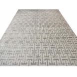 CONTEMPORARY ART DECO DESIGN SILVER CARPET, 345cm x 245cm.