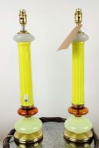 CENEDESE MURANO GLASS TABLE LAMPS, a pair, vintage, opaline glass, brass bases, 54cm H. (2)