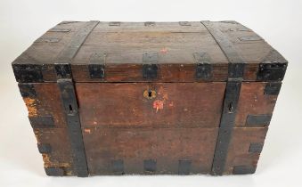 SILVER TRUNK, 98cm W x 60cm D x 61cm H, 19th century oak, iron strapped.