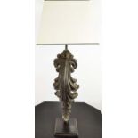 EICHHOLTZ LEAF TABLE LAMP, 107cm H with a shade on a square plinth base.