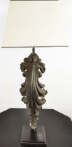 EICHHOLTZ LEAF TABLE LAMP, 107cm H with a shade on a square plinth base.