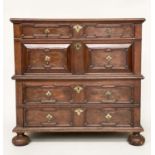 WILLIAM AND MARY CHEST, English 17th century oak with four long drawers, and moulded fronts in two