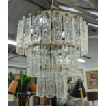 CHANDELIER, Murano style glass droplets on metal frame, four branch light, 100cm drop approx.