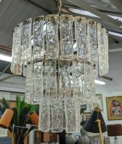 CHANDELIER, Murano style glass droplets on metal frame, four branch light, 100cm drop approx.