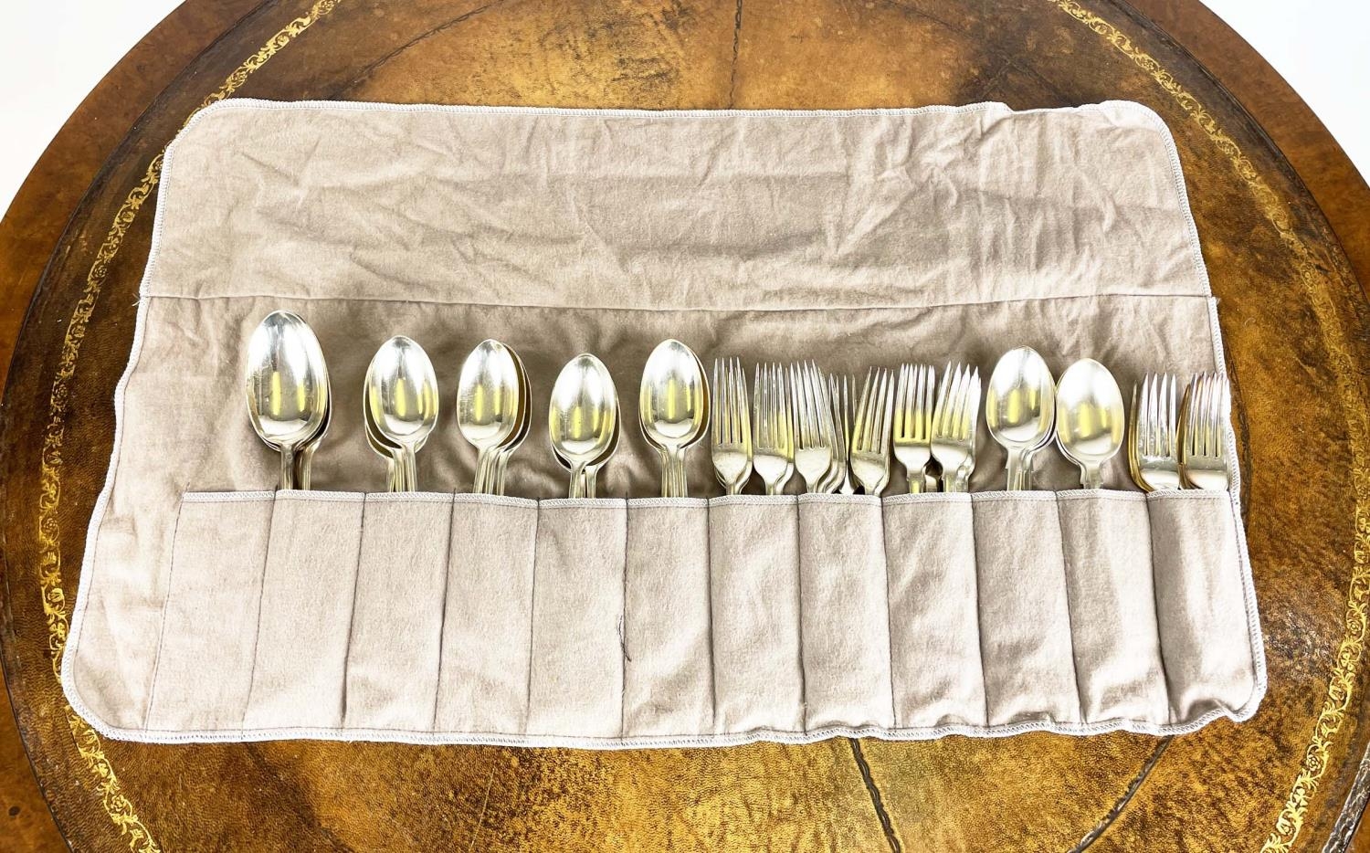 SILVER FLATWARE, including eleven forks, twelve spoons and four serving spoons, London by Francis - Image 3 of 7