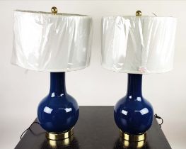 SAFAYEH TABLE LAMPS, a pair, with shades, 70cm H. (2)