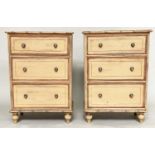 FAUX BAMBOO CHESTS, a pair, early 20th century Edwardian painted lined and faux bamboo framed each