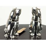 COCKTAIL SHAKERS, a pair, in the form of polar bears, polished metal, 27cm H. (2)