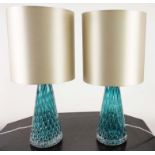 PORTA ROMANA LAMPS, a pair, with Porta Romana shades, 60cm H. (2)