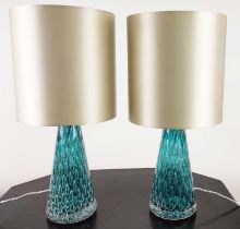 PORTA ROMANA LAMPS, a pair, with Porta Romana shades, 60cm H. (2)