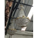 BAG CHANDELIERS, a pair, French Empire style, 80cm drop each approx. (2)