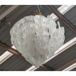 CHANDELIER, 80cm drop approx, glass foliate design drops on gilt metal frame.