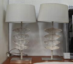 PORTA ROMANA GIACOMETTI LEAF TABLE LAMPS, a pair, with Porta Romana shades, 78cm H. (2)