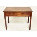 WRITING TABLE, George III mahogany with full width frieze drawer and square section supports, 95cm x