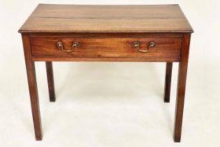 WRITING TABLE, George III mahogany with full width frieze drawer and square section supports, 95cm x