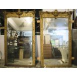 OVERMANTEL MIRRORS, a near pair, 19th century French giltwood and gesso, each 120cm x 191cm H. (2)