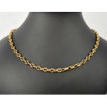 AN 18CT GOLD RUSTICATED CHAIN LINK NECKLACE, 49cm long, 27.38 grams.