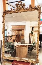 WALL MIRROR, 170cm H x 122cm mid Victorian giltwood and gesso with Rococo manner foliate decorated