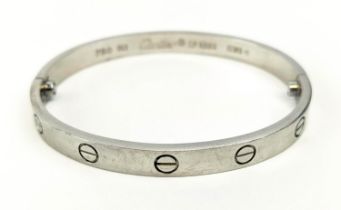 CARTIER 18CT WHITE GOLD LOVE BRACELET, stamped '20', approximately 18cm circumference, 7cm wide,