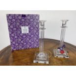 WILLIAM YEOWARD CRYSTAL CANDLESTICKS, a pair, 33cm H, comes with original packaging. (2)