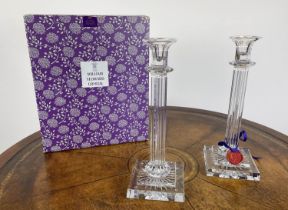 WILLIAM YEOWARD CRYSTAL CANDLESTICKS, a pair, 33cm H, comes with original packaging. (2)