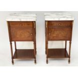 LAMP TABLES, a pair, 19th century French Napoleon III burr walnut and marquetry gilt metal mounted