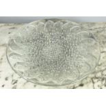 LALIQUE ROSCOFF BOWL, clear glass with fish emerging from bubbles, 35cm diam.